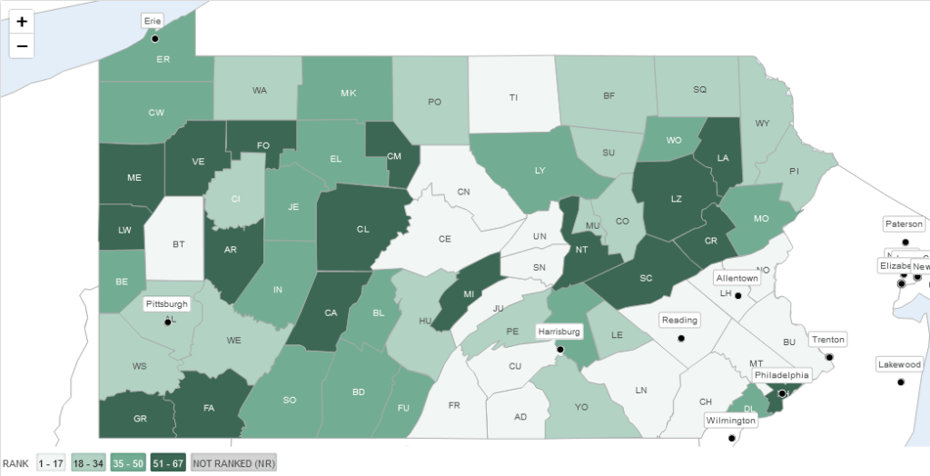 Area Rankings in Health Outcomes, Factors and COVID