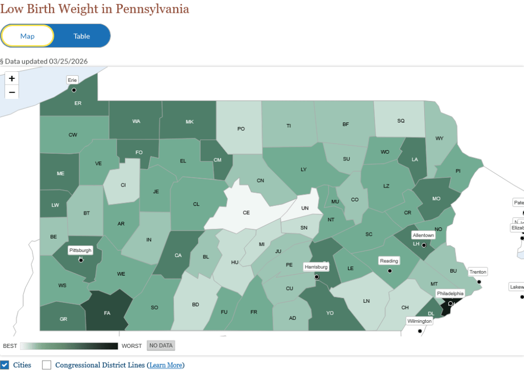 Low Birth Weight Babies in PA