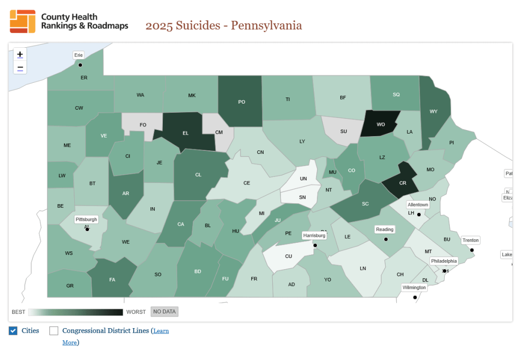 New Suicide Rates in Pennsylvania